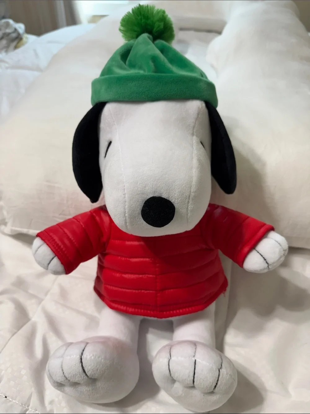 Peanuts Snoopy Plush in Red Jacket and Green Pom-Pom Hat